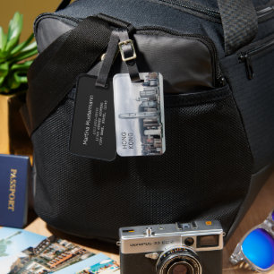 Étiquette À Bagage Hong Kong Island Skyline Retro Cityscape Vintage