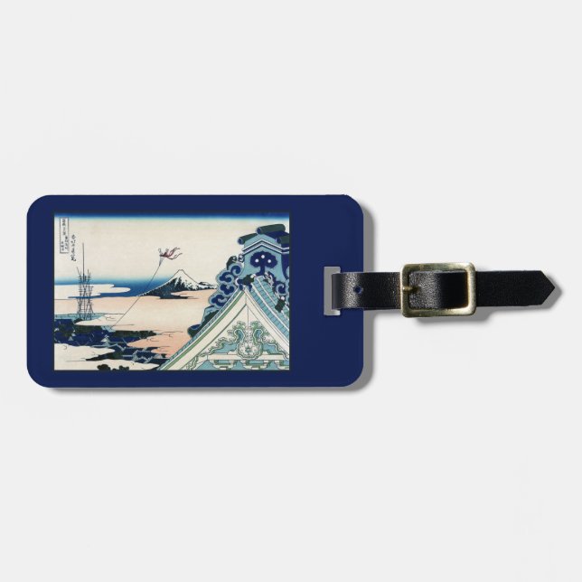 Étiquette À Bagage Honganji Temple Vista du Mont Fuji Bois japonais (Devant horizontal)
