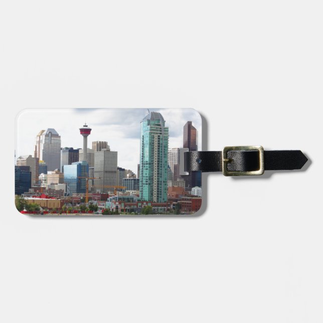 Étiquette À Bagage Horizon de Calgary avec les bâtiments et la tour (Devant horizontal)