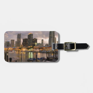 Étiquette À Bagage Horizon financier de Miami au crépuscule
