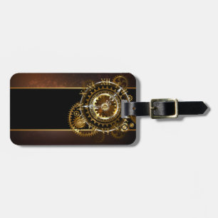 Étiquette À Bagage Horloge Steampunk avec des engrenages anciens