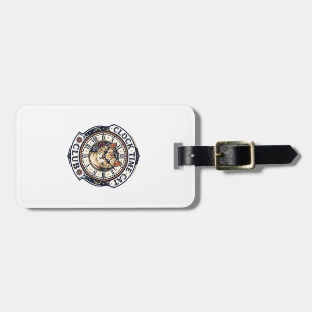 Étiquette À Bagage Horloge Temps Chat Chat Graphique Tee Art - Horlog (Devant horizontal)