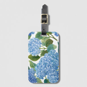 Étiquette À Bagage Hortensias Bleus   Buisson Floral Magnifique