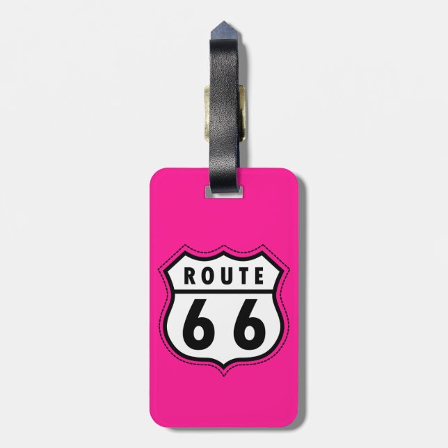 Étiquette À Bagage Hot Pink Route 66 road sign (Dos Vertical)