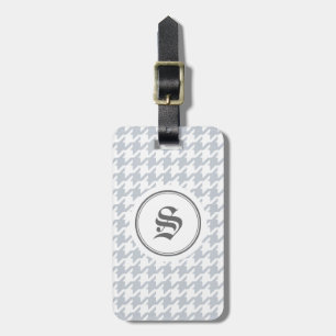 Étiquette À Bagage Houndstooth gris classique tendance avec monogramm