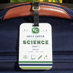 Étiquette À Bagage Housse de l'école de science vert marine personnal