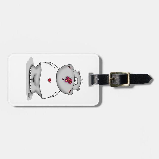 Étiquette À Bagage Howie le petit hippopotame - hippopotame (Devant horizontal)