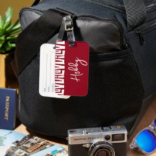 Étiquette À Bagage Hubby Tribal Africain Rouge et Blanc MR.