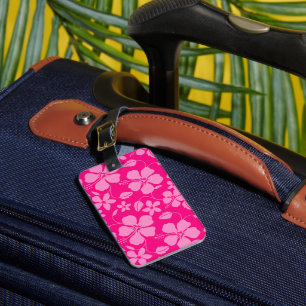 ÉTIQUETTE À BAGAGE HULA HAWAIEN (HIBISCUS) GOYAVE ROSE