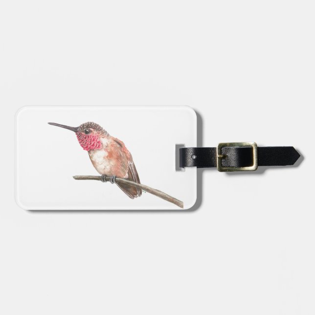 Étiquette À Bagage Hummingbird watercolor (Devant horizontal)