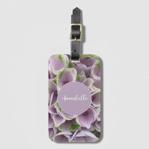 Étiquette À Bagage Hydrangée verte pâle et mauve