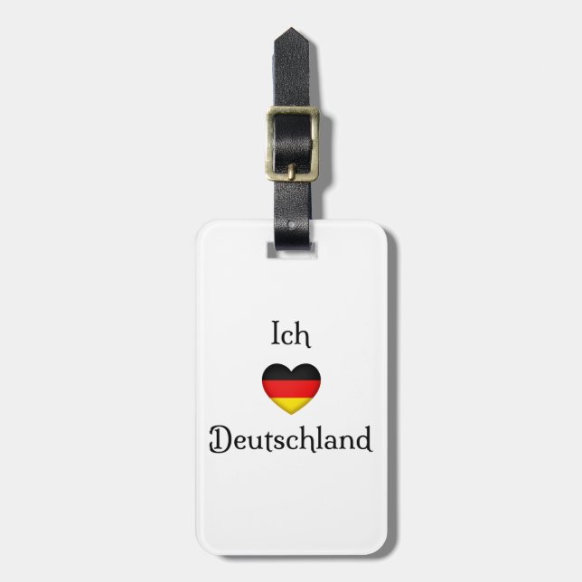 Étiquette À Bagage "I Heart Germany" Allemand Pride World Traveller (Devant Vertical)