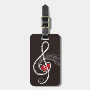 Étiquette À Bagage I HEART MUSIC Treble Clef Black Personnalisé