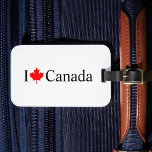 Étiquette À Bagage I Love Canada typographie à la feuille d'érable ro