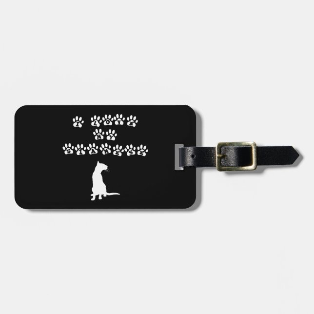 Étiquette À Bagage I Love My Siamese—White Text (Devant horizontal)