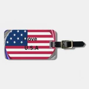 Étiquette À Bagage I Love U.S.A. Swirl : Patriotic Heart Art Imprimer