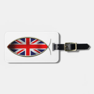 Étiquette À Bagage Ichthus - drapeau britannique
