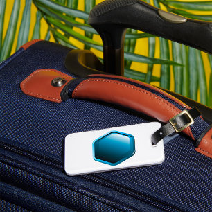 Étiquette À Bagage Icône hexagonale bleue brillante Géométrique moder