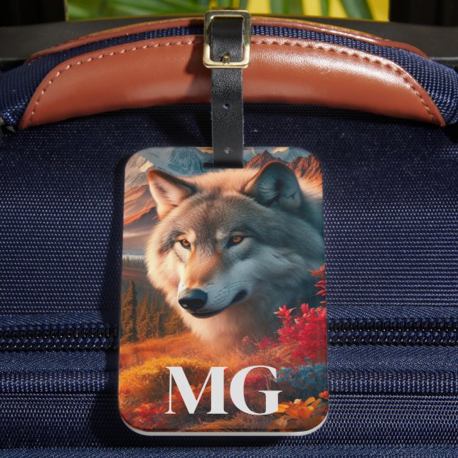 Étiquette À Bagage Identification du loup au coucher du soleil  (Insitu Rectoal 2)