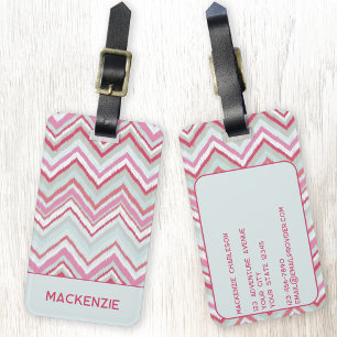Étiquette À Bagage Ikat Chevron Stripe moderne Nom personnalisé