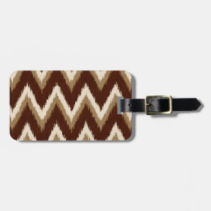 Étiquette À Bagage Ikat Chevron Stripes - Chocolat Brown & Beige