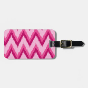 Étiquette À Bagage Ikat Chevron Stripes - Fuchsia et rose pâle