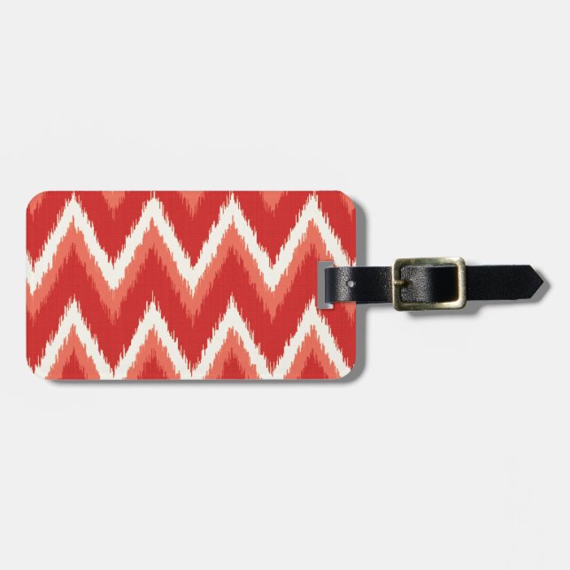 Étiquette À Bagage Ikat Chevron Stripes - Rust Orange et Blanc (Devant horizontal)