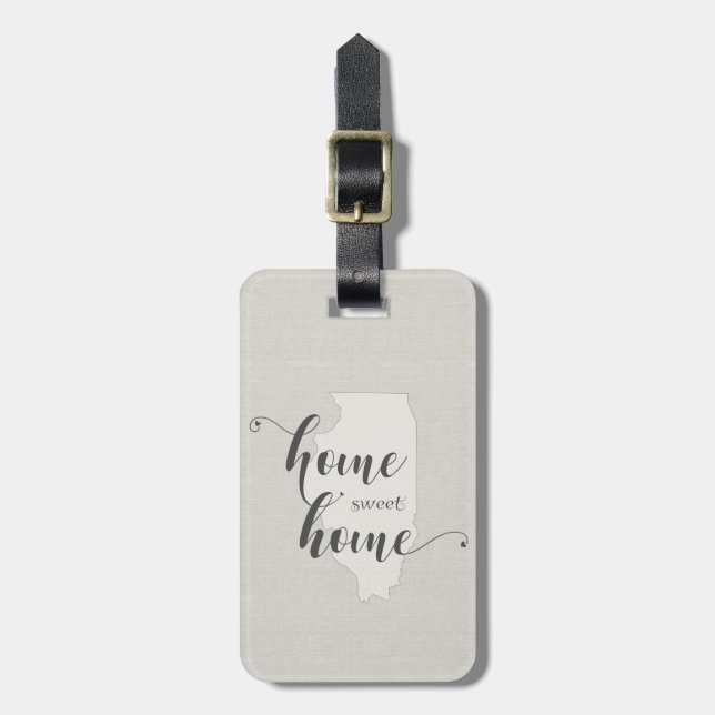Étiquette À Bagage Illinois - Home Sweet Home Burlap look (Devant Vertical)