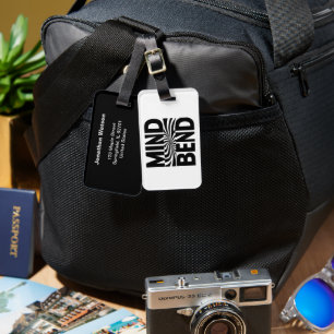 Étiquette À Bagage Illusion optique de pliage mental noir et blanc