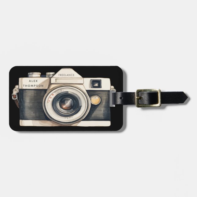 Étiquette À Bagage Illustrated SLR Camera Professional Photographer (Devant horizontal)