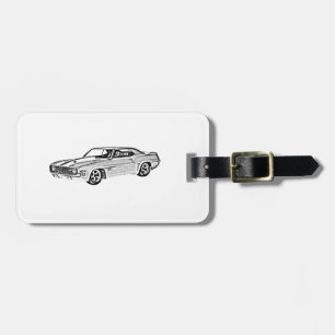 Étiquette À Bagage Illustration 1969 noire et blanche de Camaro Z28