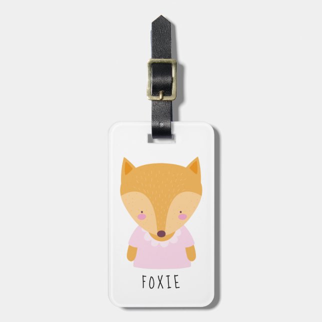 Étiquette À Bagage Illustration Cute Fox - Personnalisable (Devant Vertical)