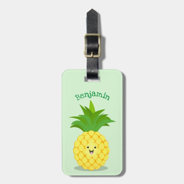 Étiquette À Bagage Illustration d'ananas mignon (Devant Vertical)