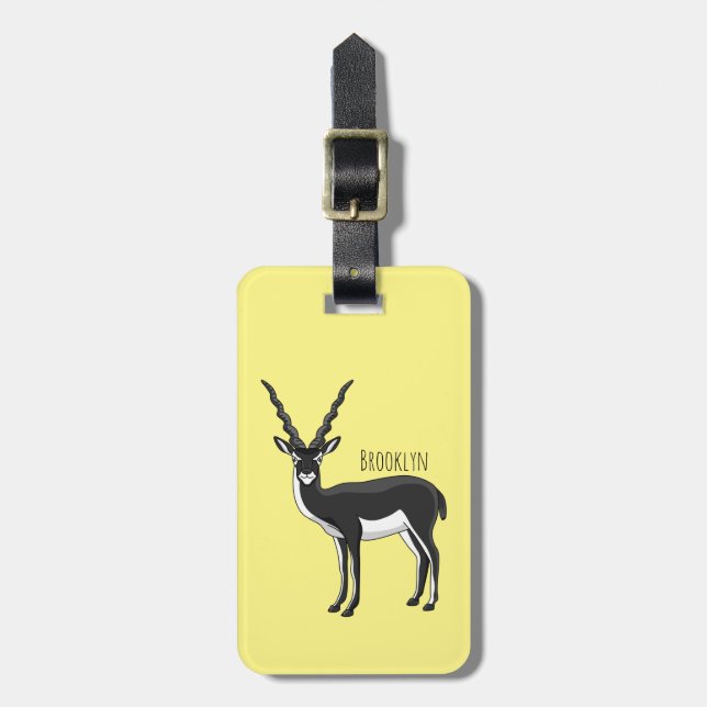 Étiquette À Bagage Illustration d'antilope Blackbuck (Devant Vertical)
