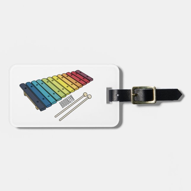 Étiquette À Bagage Illustration de bande dessinée en Xylophone (Devant horizontal)