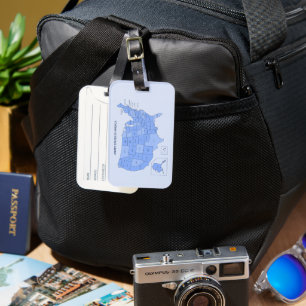 Étiquette À Bagage Illustration de carte minimale des États-Unis en b