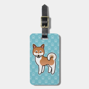 Étiquette À Bagage Illustration de chien Alaskan Klee Kai rouge et bl