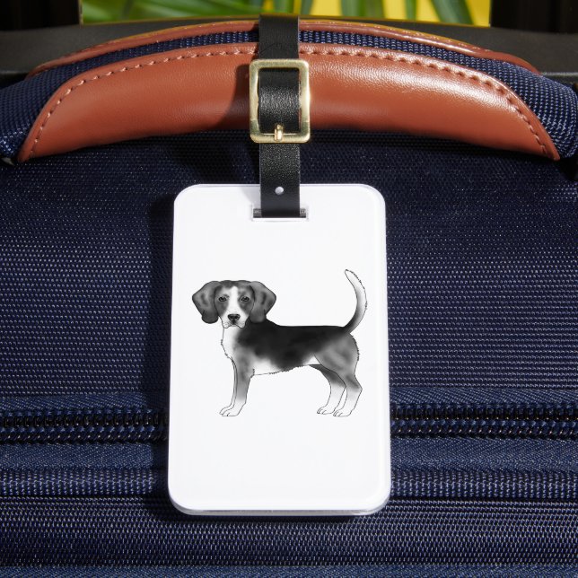 Étiquette À Bagage Illustration de chien Beagle mignon en noir et bla (Insitu Rectoal 2)