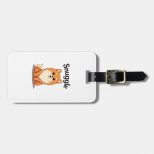 Étiquette À Bagage Illustration de chien mignon Pomeranian câlin vint