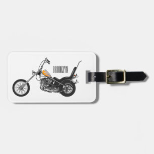 Étiquette À Bagage Illustration de Chopper Motorcycle 1950