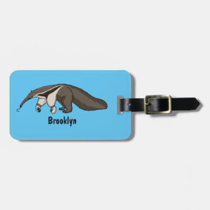Étiquette À Bagage Illustration de dessin animé d'Anteater happy
