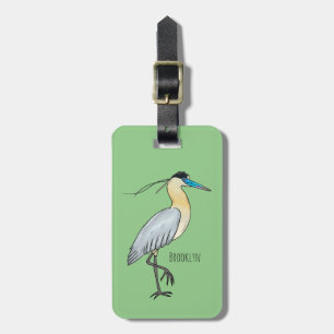 Étiquette À Bagage Illustration de dessin d'oiseau de héron plafonné