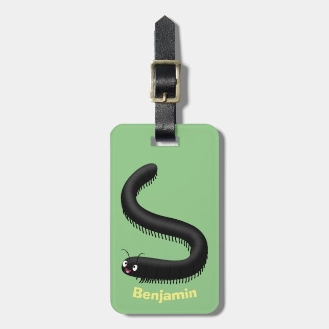 Étiquette À Bagage Illustration de dessin mignon millipede (Devant Vertical)