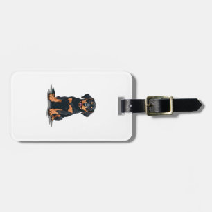 Étiquette À Bagage Illustration de dos de chien noir et bronzé vintag