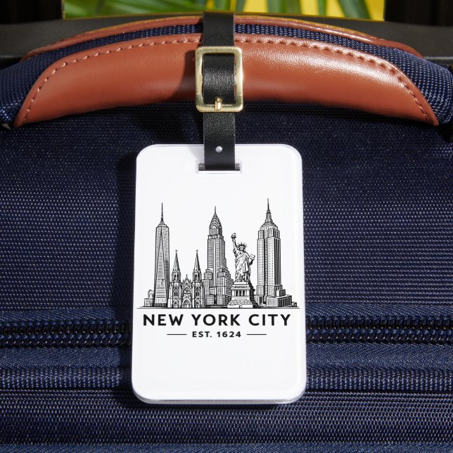 Étiquette À Bagage Illustration de la skyline de NYC avec la Statue d (Insitu Rectoal 2)
