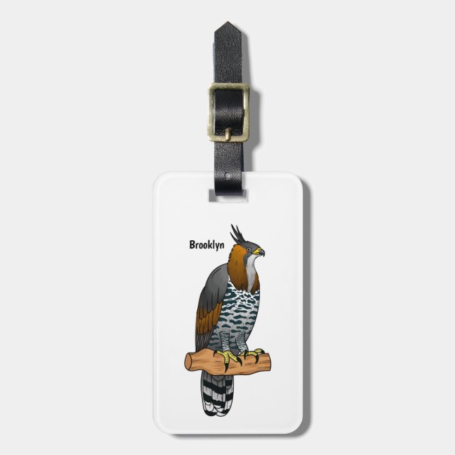 Étiquette À Bagage Illustration de l'aigle à faucon orné (Devant Vertical)