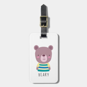 Étiquette À Bagage Illustration de l'ours mignon - personnalisable