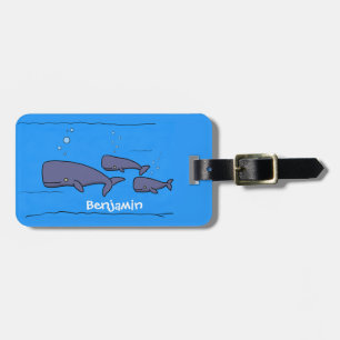 Étiquette À Bagage Illustration de mignonne migratrice de baleines à