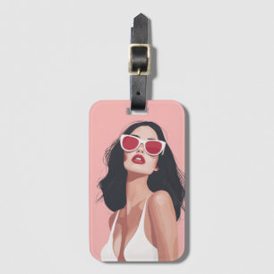 Étiquette À Bagage Illustration De Mode Femme Design Avec Lunettes De