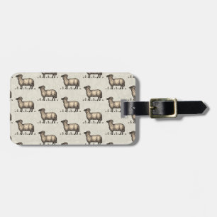 Étiquette À Bagage Illustration de mouton vintage : Art classique de 